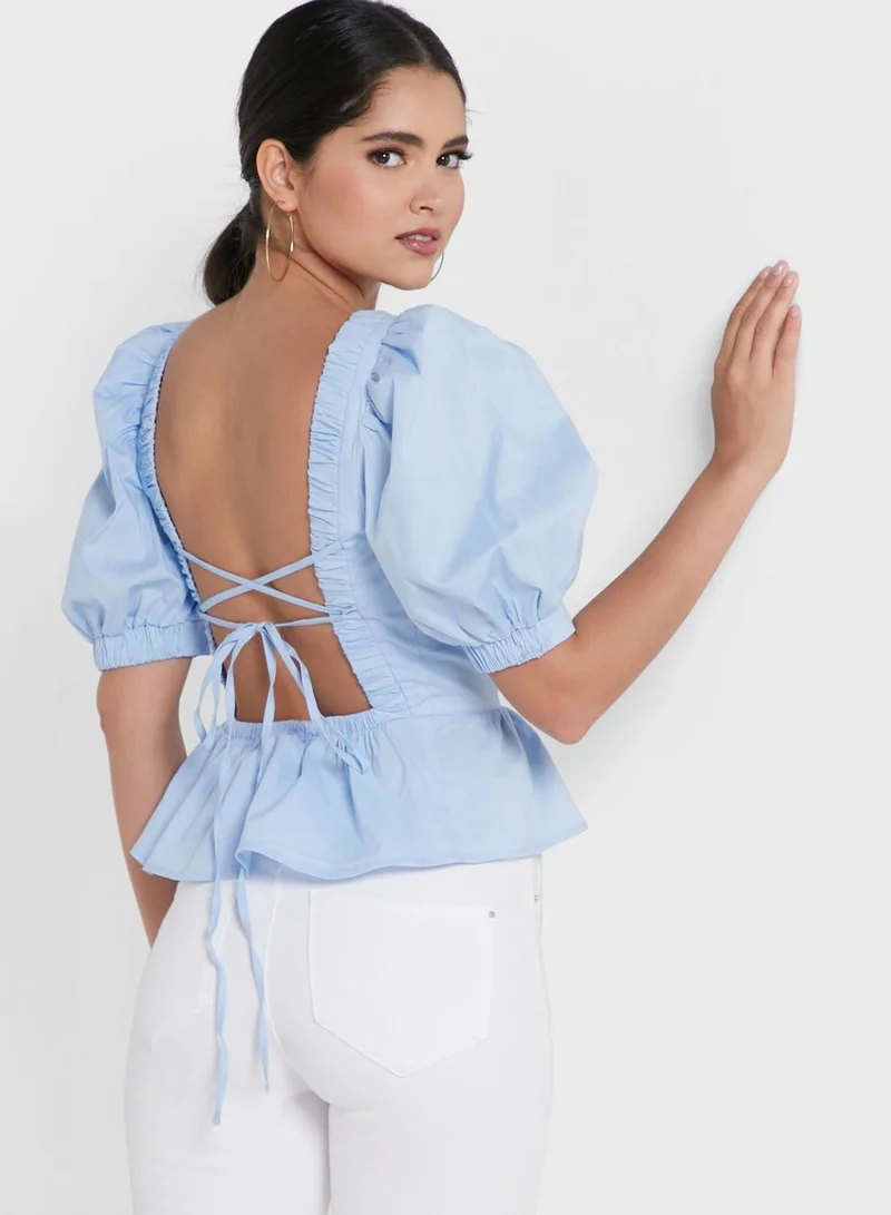 Bardot Puff Sleeve Top