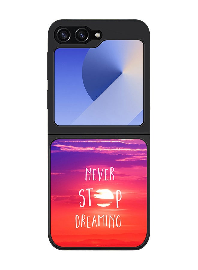 Stylizedd Rugged Black edge case for Samsung Galaxy Z Flip7 FE, Slim fit Soft Case Flexible Anti Drop TPU Gel Thin Cover -  Never stop dreaming - Image 1