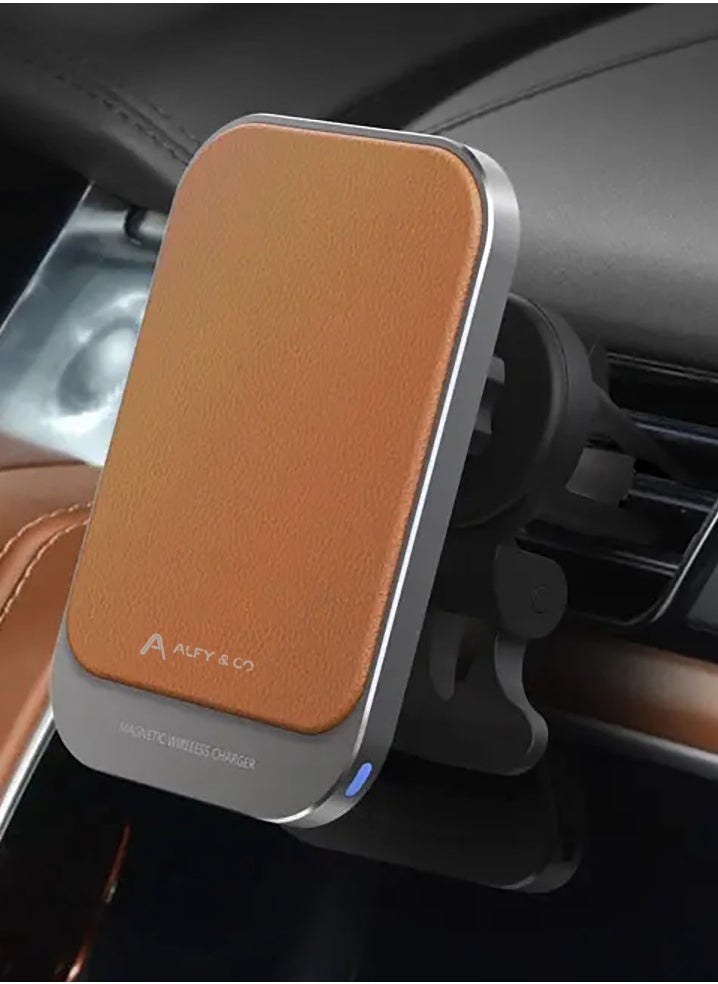 Premium 15W Magnetic Wireless Charger MagSafe Leather Car Holder, Dashboard Mount, car vent Mount [All in One] Compatible With iPhone 15/15Pro Max, 14/14 Pro Max, 12 12 Pro Max 12 Mini Fast Charging - pzsku/Z79CB49A8F3D0FB0B5D84Z/45/_/1712500382/49ac5f39-a7b7-434e-b362-7439083ed13a
