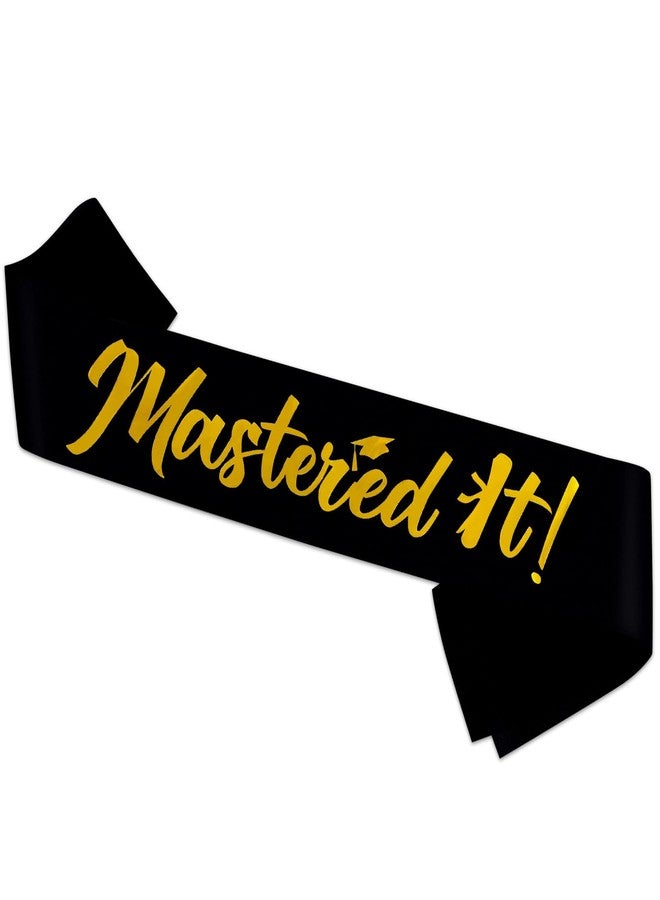 PYQWA Mastered It Sash, Black Sash with Gold Foil Class of 2025 Supplies, Congrats Grad Sash, Masters Graduation Gift for Her or Him, 2025 Graduation Celebrations Sashes - Image 2