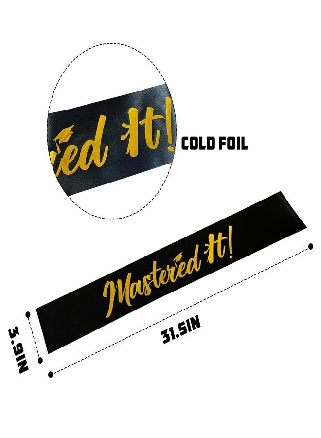 PYQWA Mastered It Sash, Black Sash with Gold Foil Class of 2025 Supplies, Congrats Grad Sash, Masters Graduation Gift for Her or Him, 2025 Graduation Celebrations Sashes - Image 3