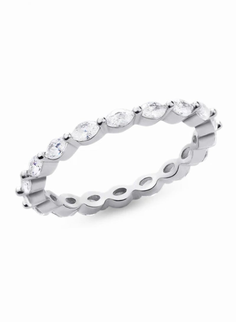 LAVEEN JEWELLERY Band Ring for Women | Tarnish Free 18K Gold or Rhodium Plated Ring | 5A Cubic Zirconia | Side Marquise Stone | Eternity Band, Trendy Stackable Ring for Women Gold Jewelry - Image 1