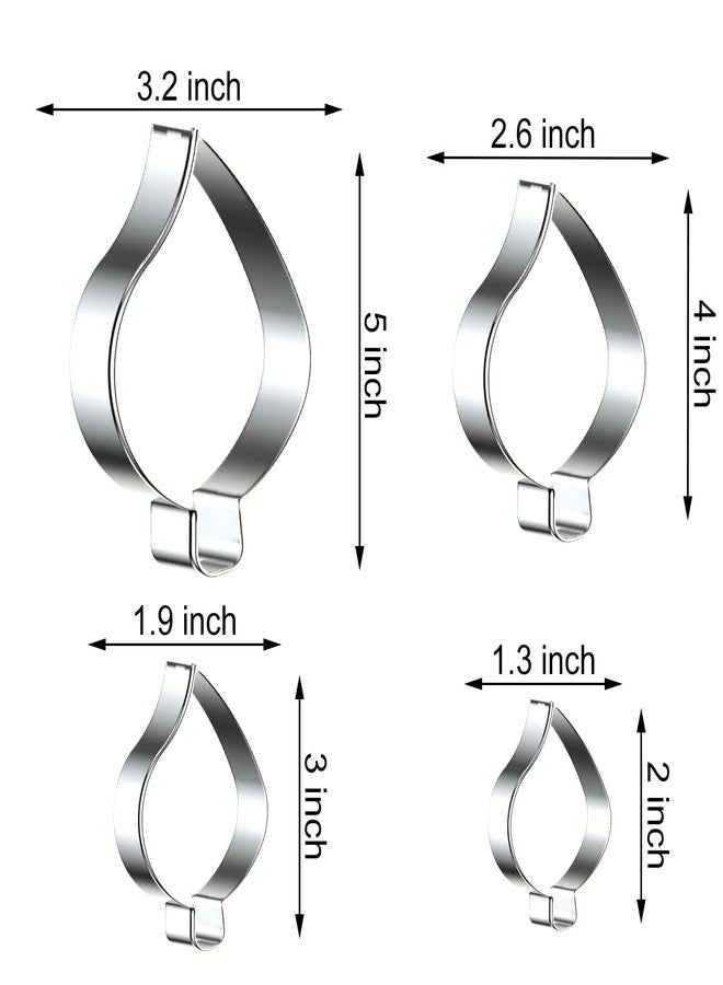 QAAQS Teardrop Leaf Cookie Cutter Set Large Assorted Sizes - 5 inch, 4 inch, 3 inch, 2 inch - 4 Piece - Stainelss Steel - Image 2