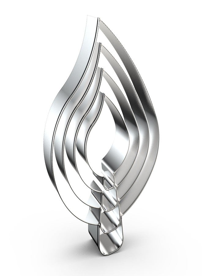 QAAQS Teardrop Leaf Cookie Cutter Set Large Assorted Sizes - 5 inch, 4 inch, 3 inch, 2 inch - 4 Piece - Stainelss Steel - Image 1