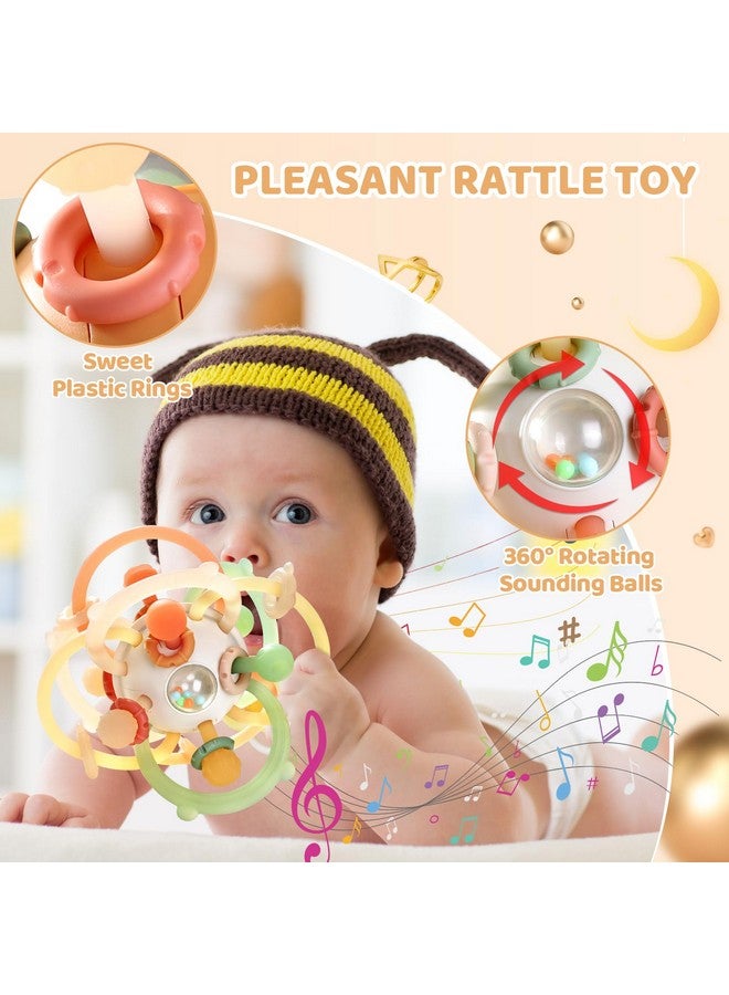 أورزبو ألعاب أورزبو الحسية لعضاضات الأطفال، ألعاب مونتيسوري للأطفال، كرات خشخيشة من السيليكون، ألعاب مضغ للأطفال من عمر 3-6-12-18 شهرًا، لتخفيف احتياجات المص، خالية من مادة BPA، لون بني - Image 2