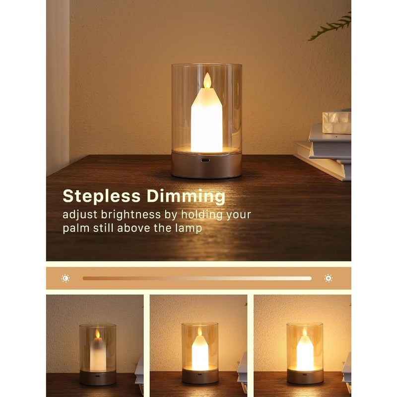 Diwali Small Candle Table Lamp Cordless Gesture Sensor Control Night Light Glass Flameless Candle Dimmable Outdoor Lantern Rechargeable Warm Light for Bedroom Restaurant Cafe - Image 4