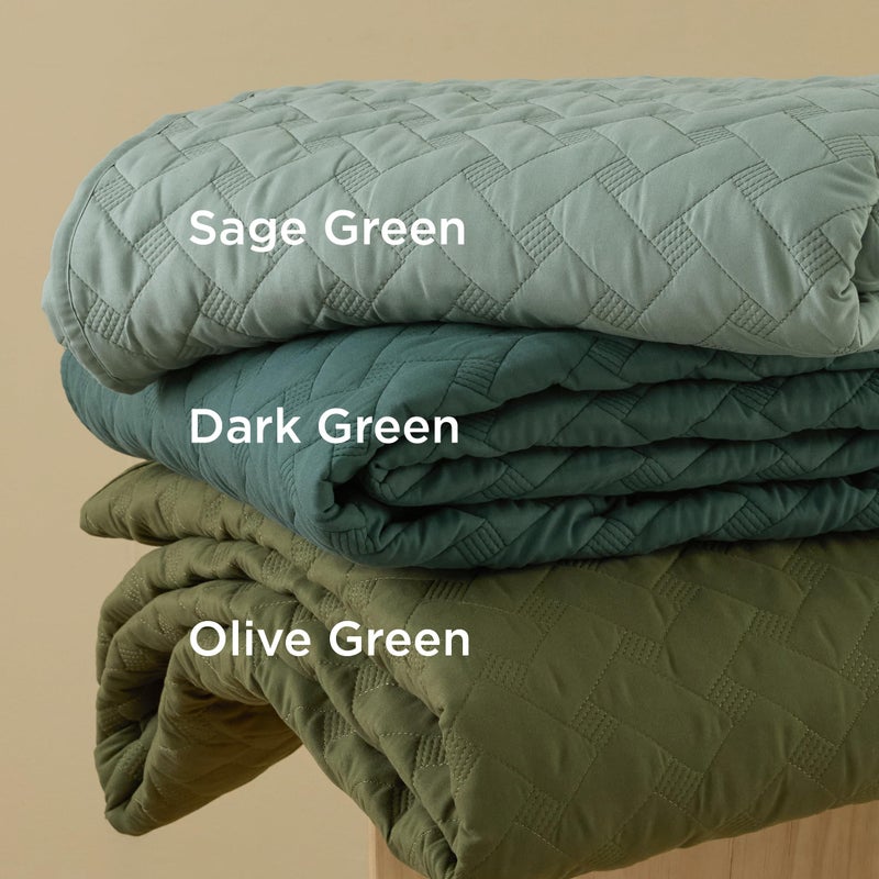 Bedsure Quilts King Size - Lightweight Bedspreads King Size with Basket Weave Pattern, Soft Quilt Bedding Set, Olive Green Comforter Set Coverlet for All Seasons with 2 Pillow Shams (106" x 96") - Image 3