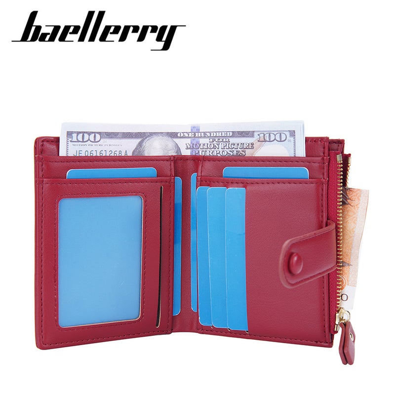 Baellerry New Women''s Wallet Korean-style Contrast Color Woven Pattern Short Buckle Zipper Coin Purse Card Bag for Women - Image 4