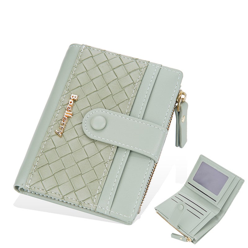 Baellerry New Women''s Wallet Korean-style Contrast Color Woven Pattern Short Buckle Zipper Coin Purse Card Bag for Women - Image 1