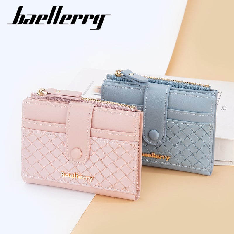 Baellerry New Women''s Wallet Korean-style Contrast Color Woven Pattern Short Buckle Zipper Coin Purse Card Bag for Women - Image 5