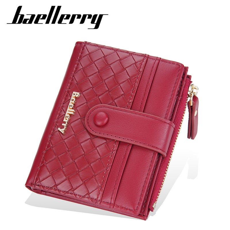 Baellerry New Women''s Wallet Korean-style Contrast Color Woven Pattern Short Buckle Zipper Coin Purse Card Bag for Women - Image 3