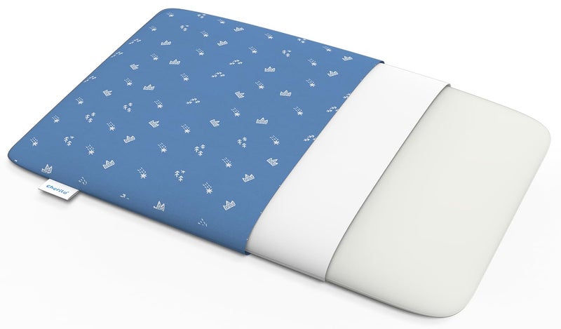 Cherilo Memory Foam Pillow for Kids Toddler Baby Neck Support Pillow for Sleeping Royal Star Pattern Baby Pillow Blue Kids Pillow Suitable for 1 Year Above 205 x 115 x 25 - Image 1