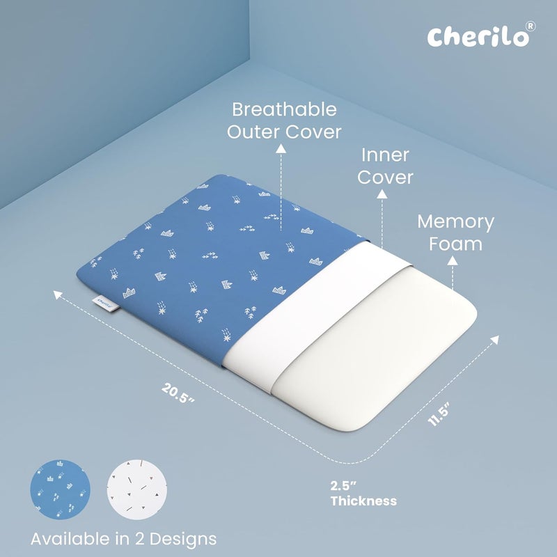Cherilo Memory Foam Pillow for Kids Toddler Baby Neck Support Pillow for Sleeping Royal Star Pattern Baby Pillow Blue Kids Pillow Suitable for 1 Year Above 205 x 115 x 25 - Image 4