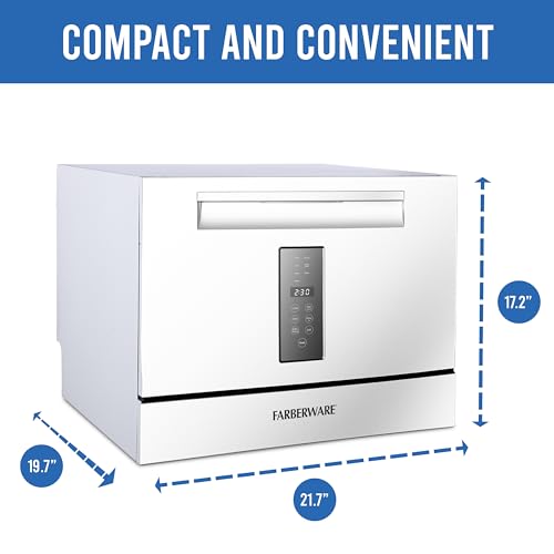 Farberware Compact 6-Place Setting Dishwasher - Portable Mini Countertop Dishwasher with 7 Wash Programs - Perfect for Small Spaces Like Apartment, Dorm, Boat, Camper/RV - Image 3