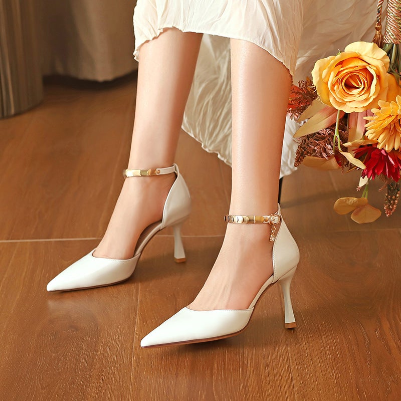31-44 Size Zjm-Yl Summer High Heels Sandals Hole Shoes Pointed Shallow Stiletto Heel All-Match Single-Layer Shoes For Women - Image 4