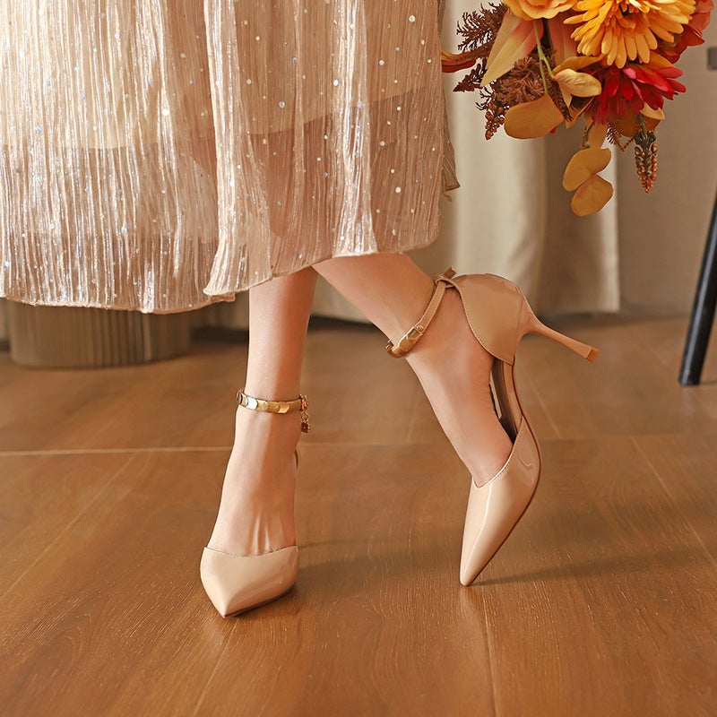 31-44 Size Zjm-Yl Summer High Heels Sandals Hole Shoes Pointed Shallow Stiletto Heel All-Match Single-Layer Shoes For Women - Image 2