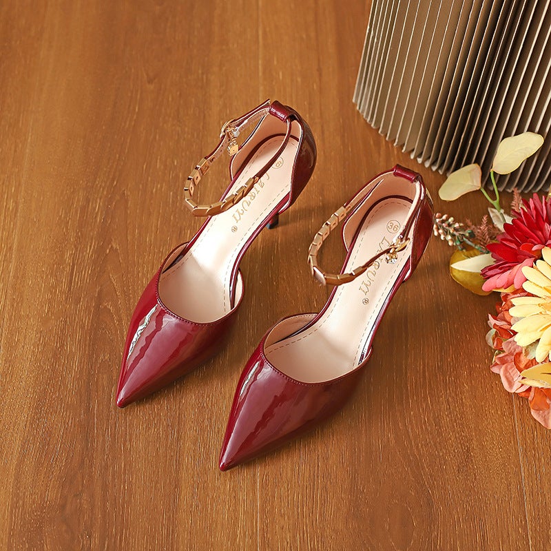 31-44 Size Zjm-Yl Summer High Heels Sandals Hole Shoes Pointed Shallow Stiletto Heel All-Match Single-Layer Shoes For Women - Image 1