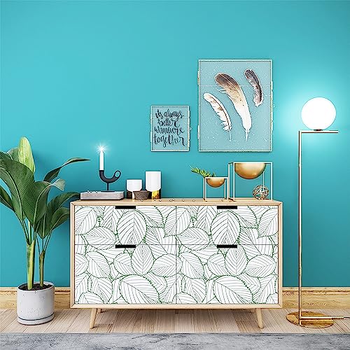 Kitico 17.7" X118.1" Modern Green Leaf Wallpaper Leaf Peel and Stick Wallpaper Green and White Leaves Contact Paper Removable Self-Adhesive Waterproof Leaf Wall Paper for Wall Home Decor - Image 3