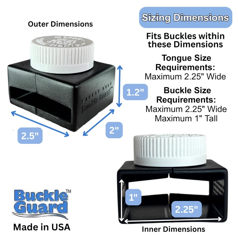 Buckle Guard Seat Belt Button Cover (2-Pk) Deters Children & Disabled Adults from Unbuckling Seatbelt Buckles in Buses & Commercial Vans, No "Key" Needed to Open Device, for 2-Point Lap Belts (Black) - Image 3