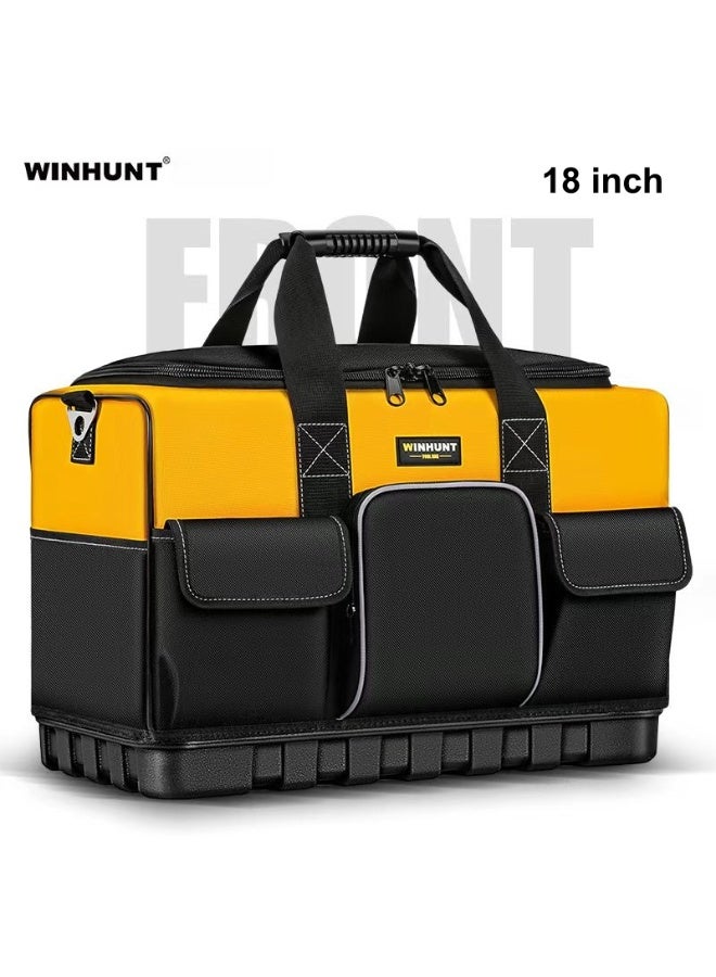 WINHUNT Tool Bag, 18 Inch Waterproof Hand Tools Organizer Bag, Oxford Cloth with a plastic bottom, Multiple Pockets, Great for Construction Electricians Carpentry and DIY Enthusiasts - Image 1