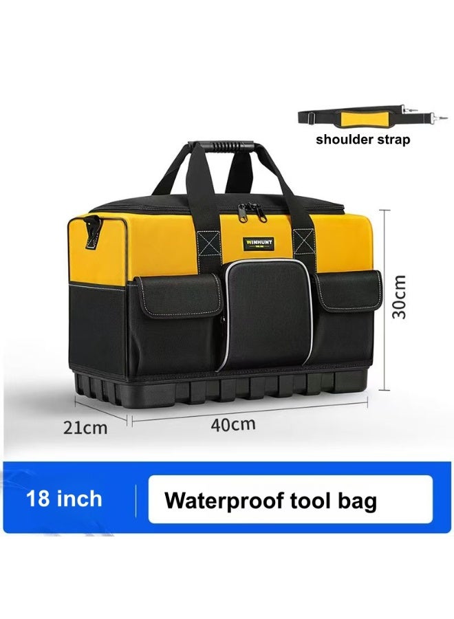 WINHUNT Tool Bag, 18 Inch Waterproof Hand Tools Organizer Bag, Oxford Cloth with a plastic bottom, Multiple Pockets, Great for Construction Electricians Carpentry and DIY Enthusiasts - Image 2
