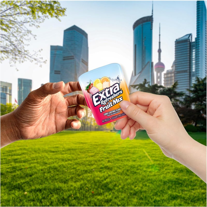 EXTRA Refreshers Fruit Mix Sugar-Free Chewing Gum - 240 Pieces in 6 Convenient Bottles - Image 5
