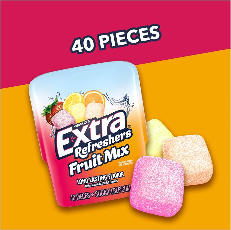 EXTRA Refreshers Fruit Mix Sugar-Free Chewing Gum - 240 Pieces in 6 Convenient Bottles - Image 4
