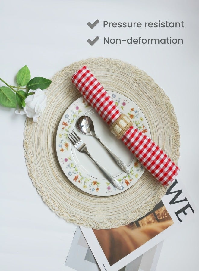 Natural flax/linen stripe 4-pieces set of Napkin rings,Pure Handmade , Extrusion-resistant, Pressure-resistant, Non-deformation, for table Decoration,Family daily life, Birthday party, Wedding,Western restaurant , Hotel decoration, Gifts  - Image 3