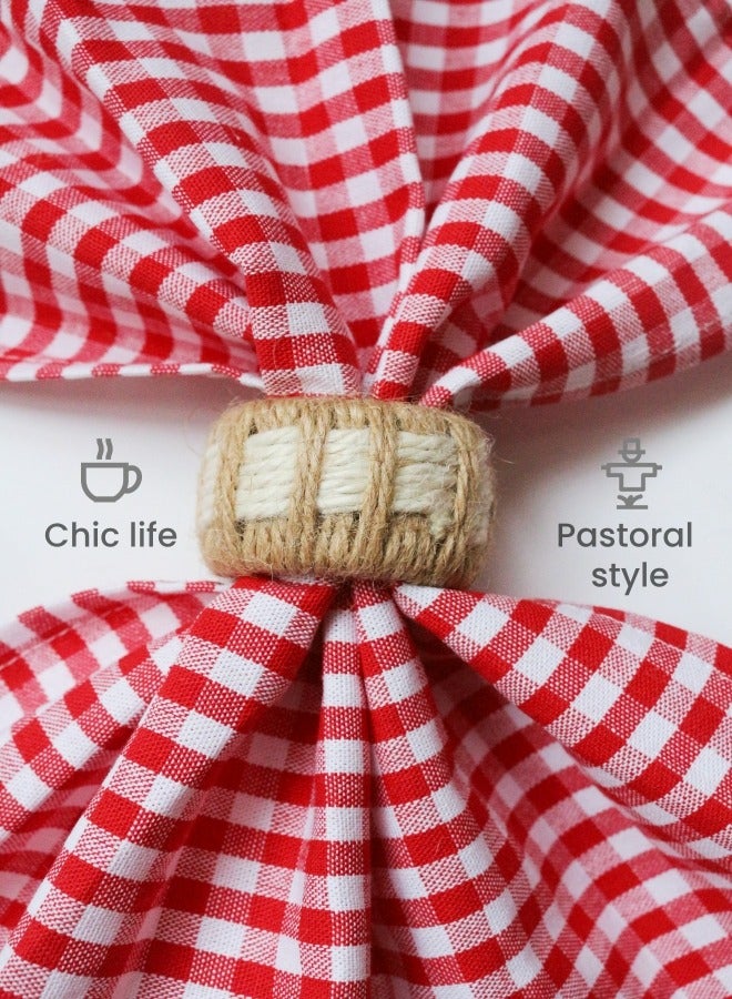 Natural flax/linen stripe 4-pieces set of Napkin rings,Pure Handmade , Extrusion-resistant, Pressure-resistant, Non-deformation, for table Decoration,Family daily life, Birthday party, Wedding,Western restaurant , Hotel decoration, Gifts  - Image 4