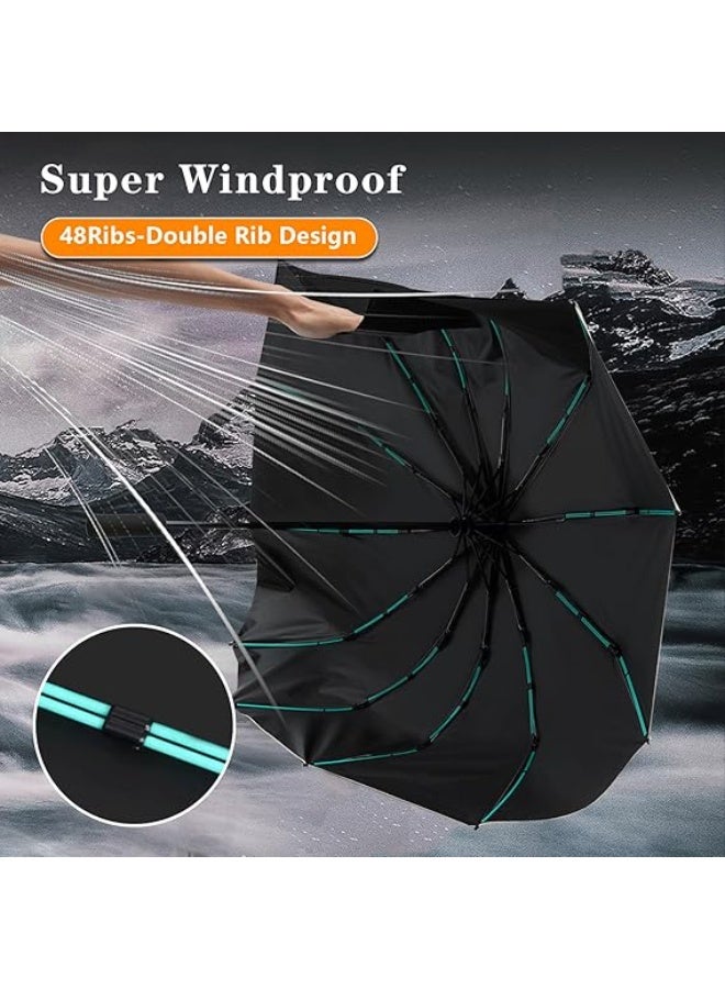 Bukela Large Double-Ribs Umbrella Automatic Folding Umbrella for Women Men, Travel, UPF 50+ UV Protection - Image 4