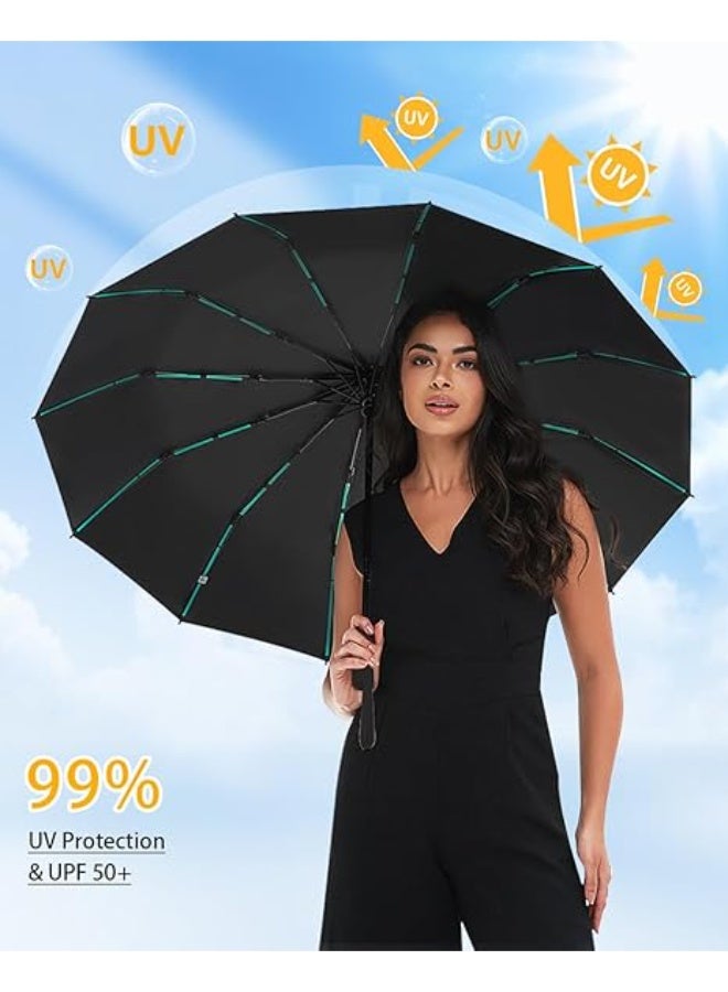 Bukela Large Double-Ribs Umbrella Automatic Folding Umbrella for Women Men, Travel, UPF 50+ UV Protection - Image 2