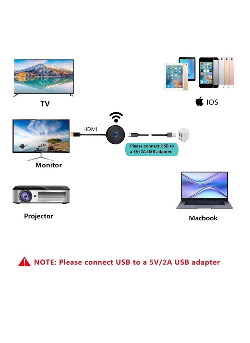 Excefore - محول عرض HDMI لاسلكي، شاشة 4k@60hz لبث الأفلام والبرامج التلفزيونية المباشرة عبر شبكة WiFi من iPhone وiPad وAndroid والكمبيوتر اللوحي، شبكة WiFi ثنائية النطاق 2.4 جيجا هرتز و5 جيجا هرتز - Image 1