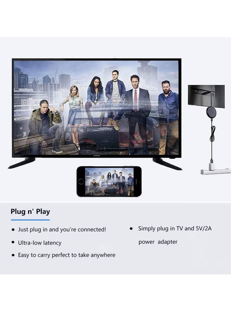 Excefore - محول عرض HDMI لاسلكي، شاشة 4k@60hz لبث الأفلام والبرامج التلفزيونية المباشرة عبر شبكة WiFi من iPhone وiPad وAndroid والكمبيوتر اللوحي، شبكة WiFi ثنائية النطاق 2.4 جيجا هرتز و5 جيجا هرتز - Image 1