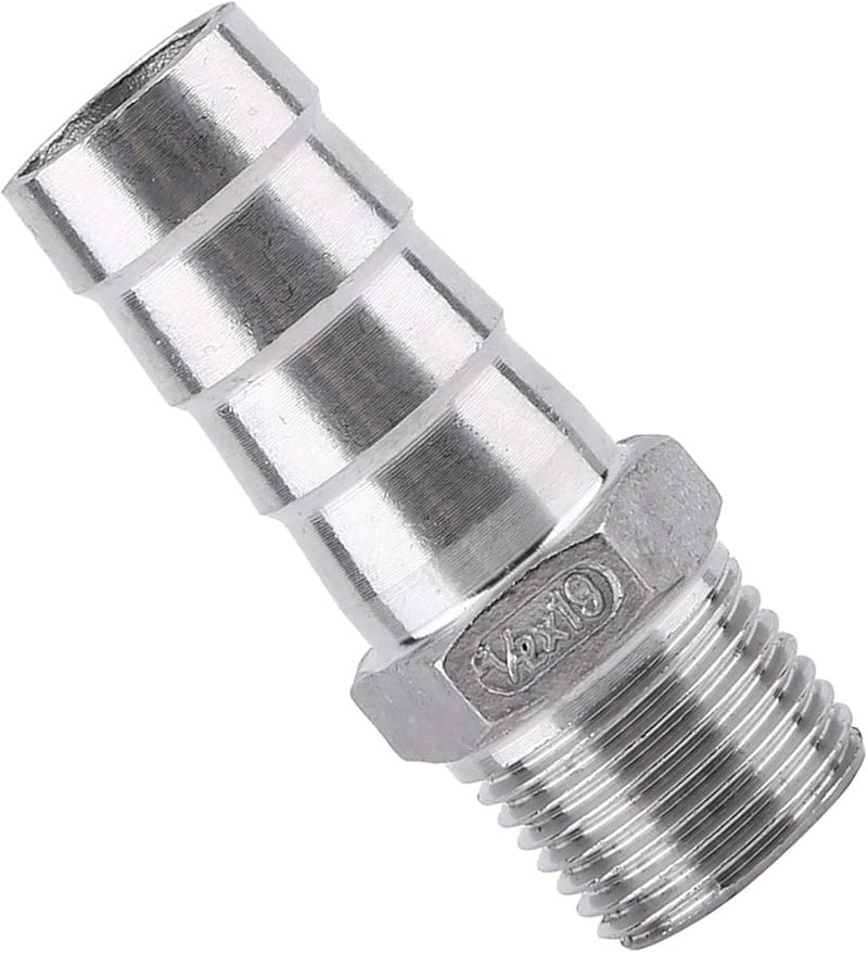 Stainless Steel SS304 1 2 Inch Male Thread Barb Hose Adapter Connector 19mm - Image 1