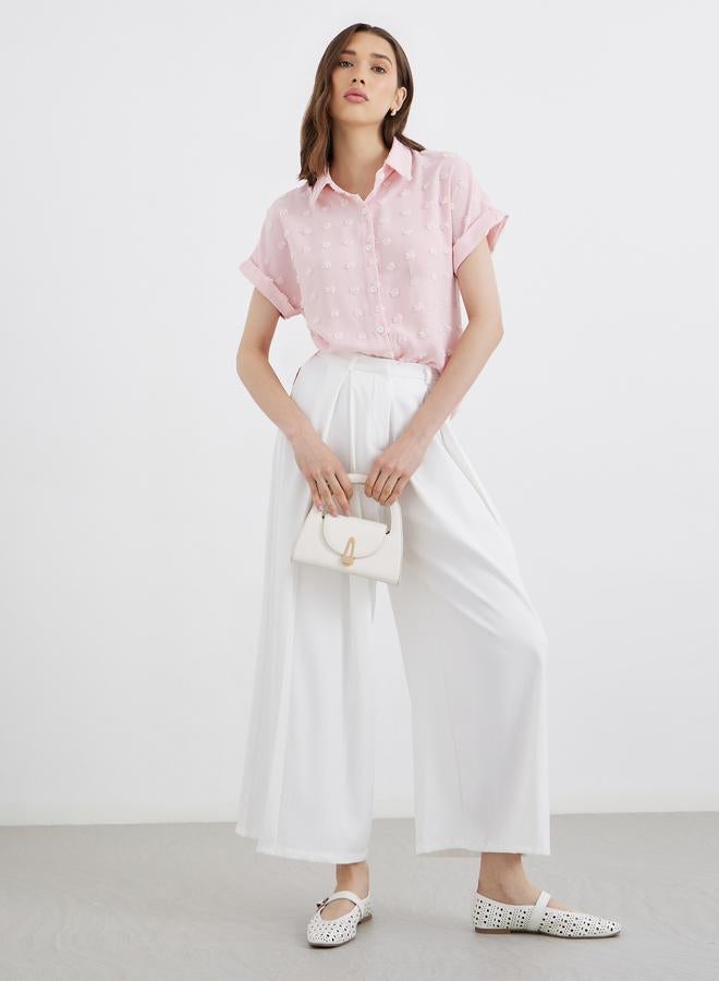 Take Two Women Pink Swiss Dot Textured Shirt - Image 2