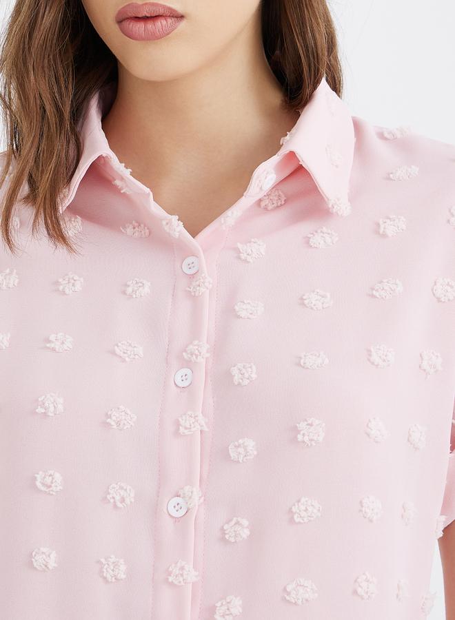 Take Two Women Pink Swiss Dot Textured Shirt - Image 5