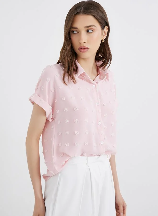 Take Two Take Two Women Pink Swiss Dot Textured Shirt