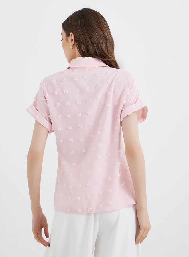 Take Two Take Two Women Pink Swiss Dot Textured Shirt
