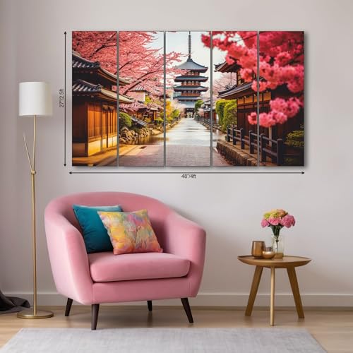 The Castle Decor Japanese street painting with frame 5 Big Size (27x48) Wall Art for living room,Bedroom,Drawing room,Hotels-Wooden Framed-Digital Painting - Image 3