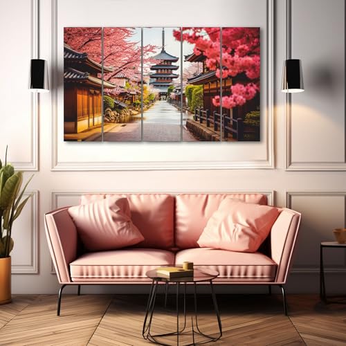 The Castle Decor Japanese street painting with frame 5 Big Size (27x48) Wall Art for living room,Bedroom,Drawing room,Hotels-Wooden Framed-Digital Painting - Image 2