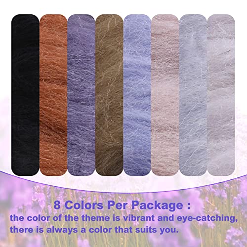 WONVOC Needle Felting Wool 80g, Wool Roving, 8 Colors, Bulk, for DIY Crafts & Felting, 10g/Color, Grey - Image 3