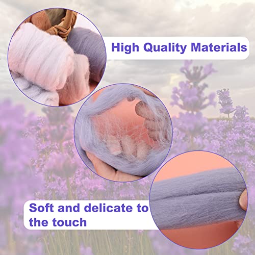 WONVOC Needle Felting Wool 80g, Wool Roving, 8 Colors, Bulk, for DIY Crafts & Felting, 10g/Color, Grey - Image 5
