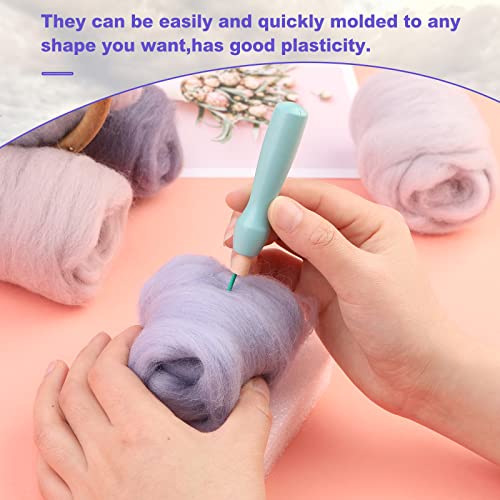 WONVOC Needle Felting Wool 80g, Wool Roving, 8 Colors, Bulk, for DIY Crafts & Felting, 10g/Color, Grey - Image 4