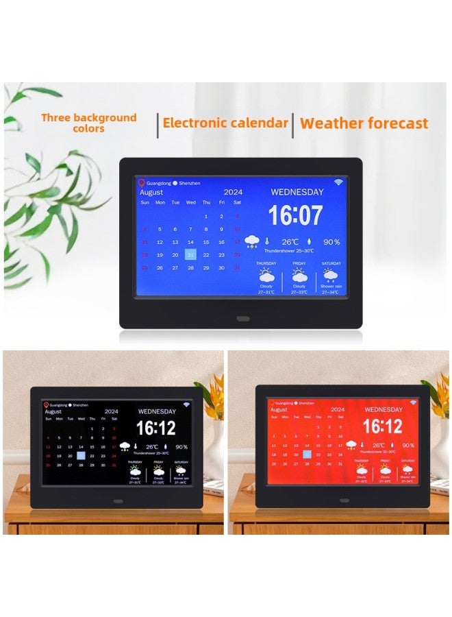 Manufacturers Directly Supply 8-inch Digital Clock Photo Frame Electronic LCD Large Subtitles For The Elderly To Remind The Clock Machine Wifi Temperature And Humidity-Color:7 Inch White WiFi Clock Machine - Image 3
