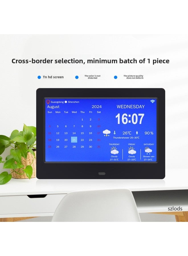 Manufacturers Directly Supply 8-inch Digital Clock Photo Frame Electronic LCD Large Subtitles For The Elderly To Remind The Clock Machine Wifi Temperature And Humidity-Color:7 Inch White WiFi Clock Machine - Image 2