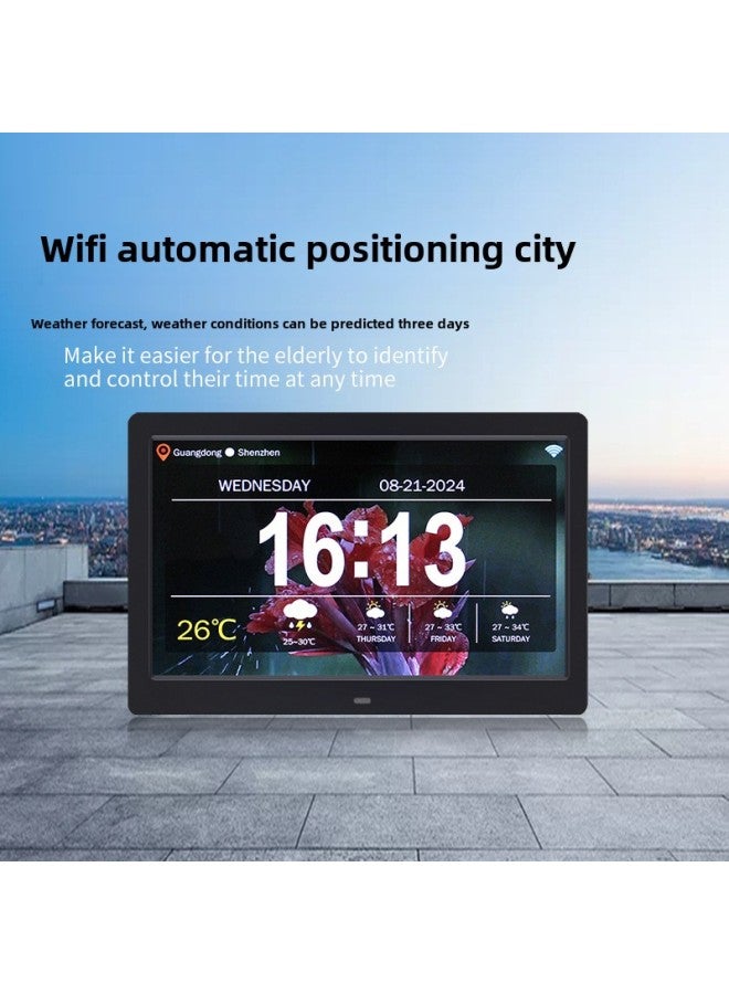 Manufacturers Directly Supply 8-inch Digital Clock Photo Frame Electronic LCD Large Subtitles For The Elderly To Remind The Clock Machine Wifi Temperature And Humidity-Color:7 Inch White WiFi Clock Machine - Image 4
