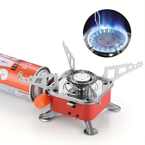 EYUVAA LABEL Alloy Steel Portable Camping Stove for Travel Lightweight Backpack Butane Gas Burner,Compact Cooking Stove,Small Foldable Gas Stove for Hiking,Outdoor Cooking,and Camping(Pack of 2) - Image 1