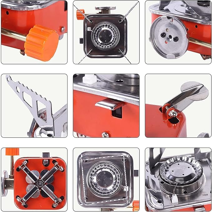 EYUVAA LABEL Alloy Steel Portable Camping Stove for Travel Lightweight Backpack Butane Gas Burner,Compact Cooking Stove,Small Foldable Gas Stove for Hiking,Outdoor Cooking,and Camping(Pack of 2) - Image 5