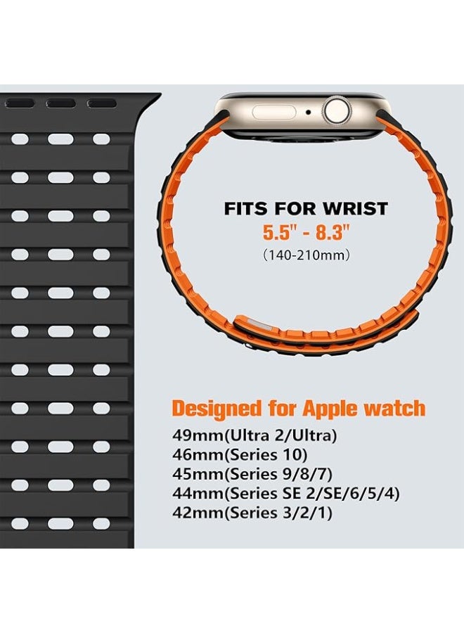 ملائكي  شريط مغناطيسي متوافق مع حزام Apple Watch - 45 مم 44 مم 46 مم 49 مم، حزام رياضي من السيليكون الناعم والمتعدد الفتحات لـ Apple Watch Ultra 2/SE/iWatch Series 9 8 7 6 5 4 3 2 1 Ultra للرجال والنساء - Image 5