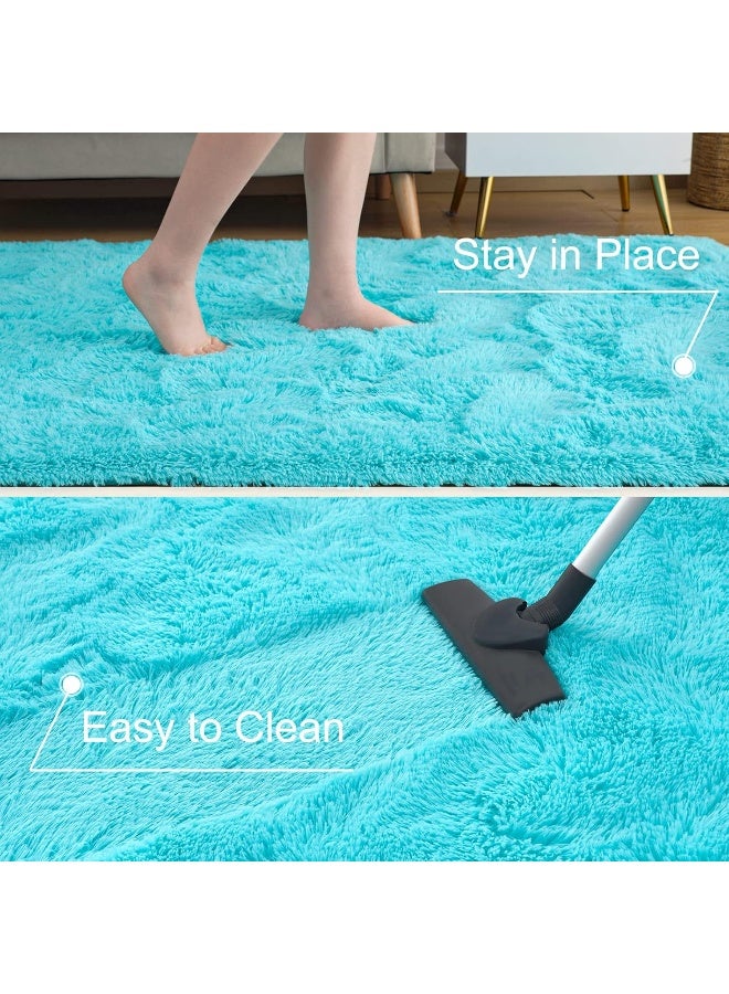 ST. BRIDGE Ultra Soft Fluffy Rugs for Bedroom 4x6 Feet, Shag Area Rugs for Living Room, Large Comfy Furry Rug for Boys Kids Baby Room Decor, Non Slip Nursery Rug Modern Indoor Fuzzy Floor Carpet, Teal - Image 5